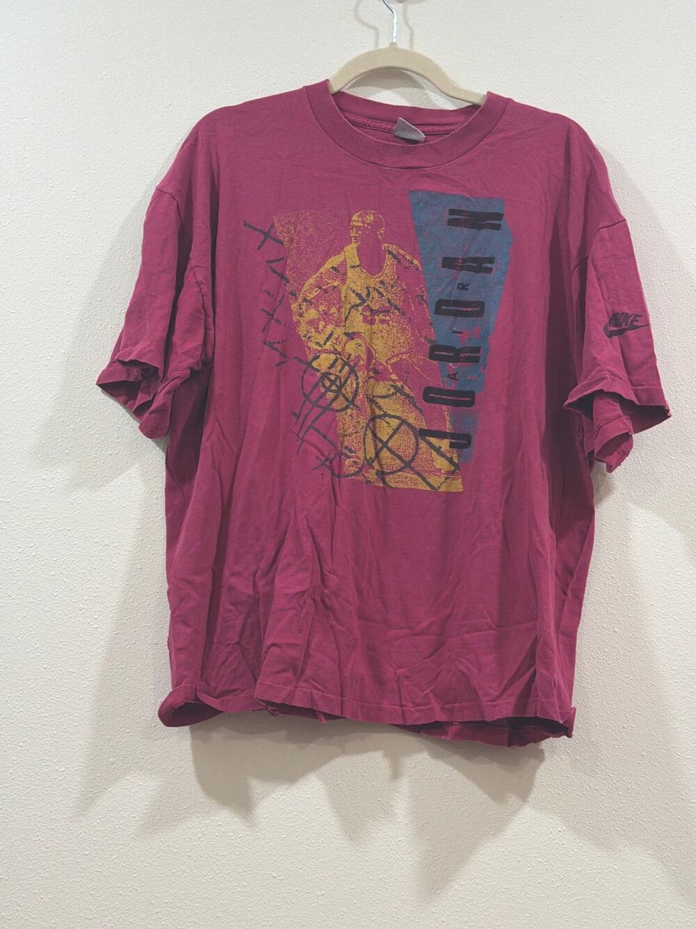 VINTAGE Nike Michael Jordan T Shirt Men XL Single Stitch White Tee 90’s Grey Tag